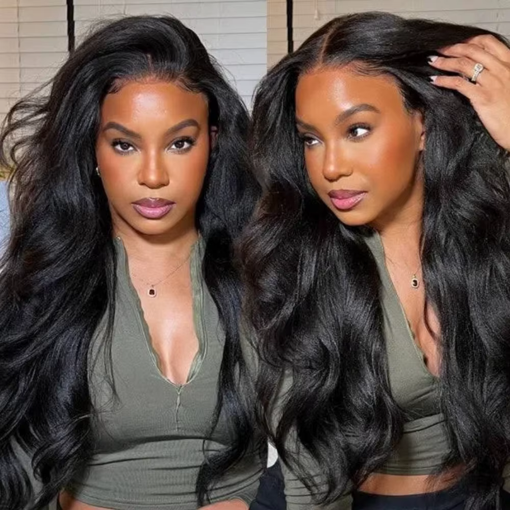 Perruque sans colle Klaiyi Hair 7x5 Bye Bye Knots, cheveux humains Yaki lisses, pré-épilée, nœuds pré-décolorés