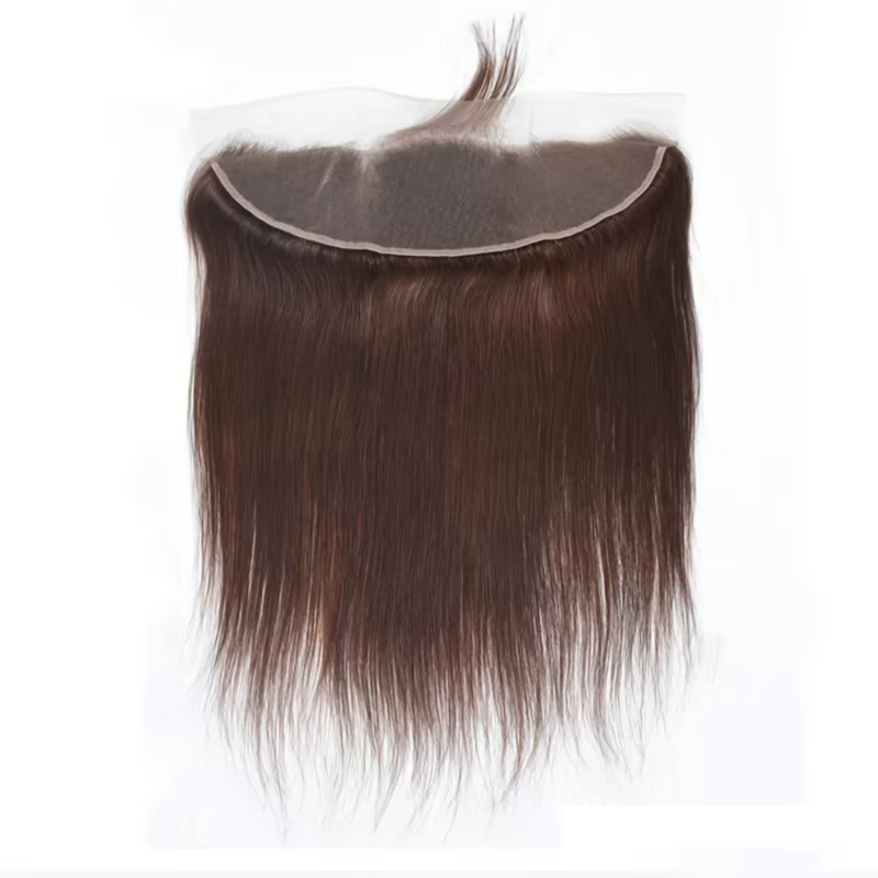 Frontale en dentelle 13x6 uniquement # 4 brun foncé droit 4x4 fermeture transparente
