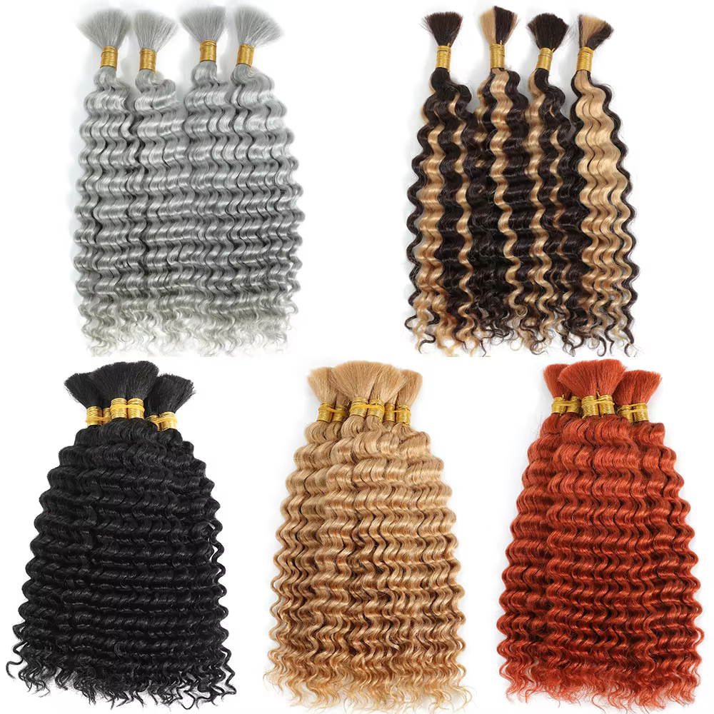 2 lots de cheveux humains à tresser pour tresses bohèmes
