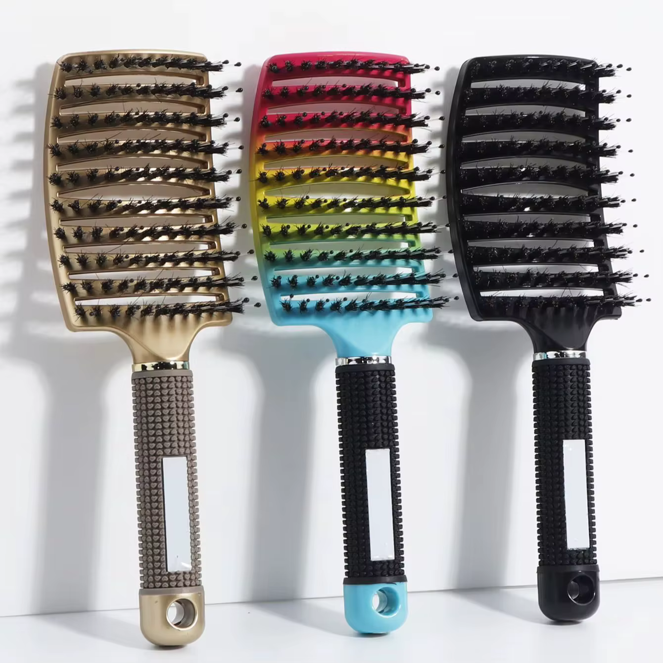 Brosse démêlante en poils naturels et nylon pour femmes