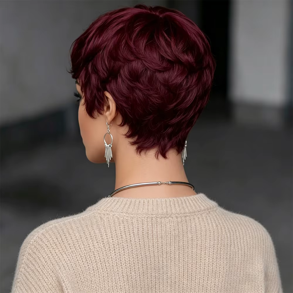 Perruque courte pour femme en cheveux humains