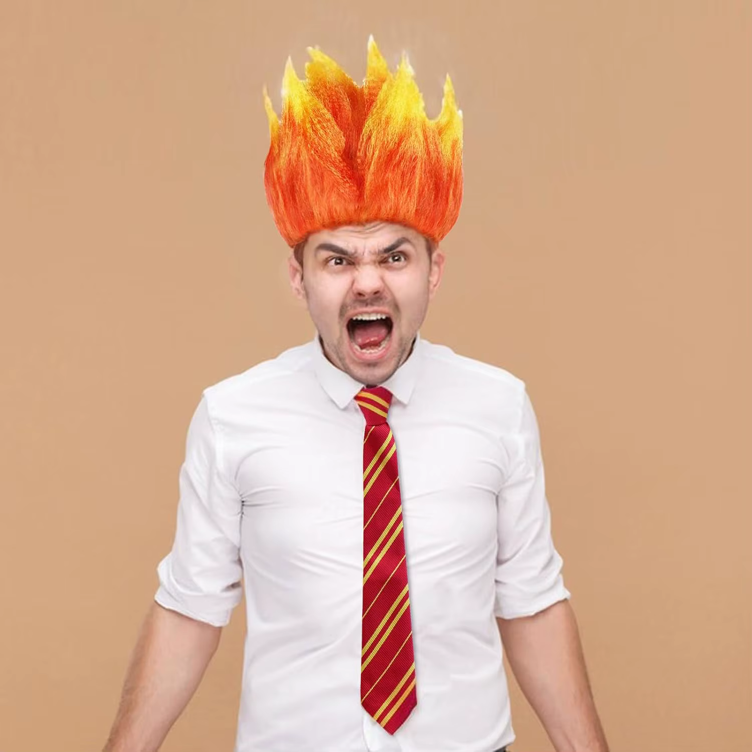 ANOGOL feu perruque flamme Orange hérissé