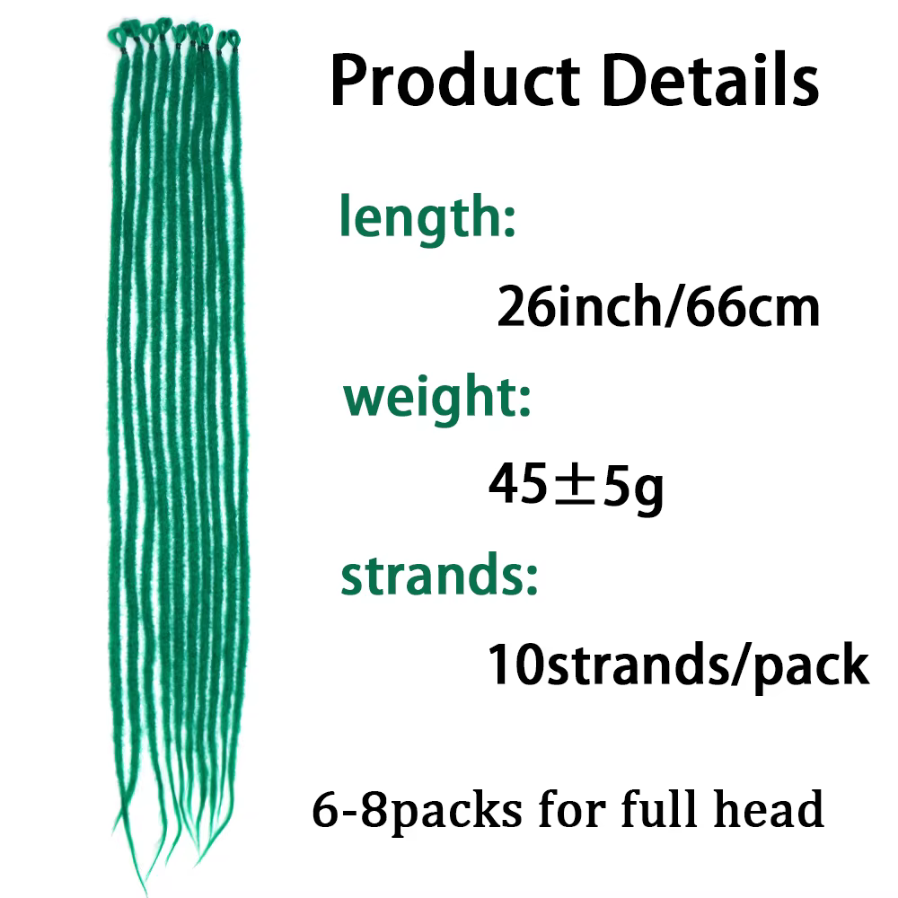 Dreadlocks synthétiques en crochet vert