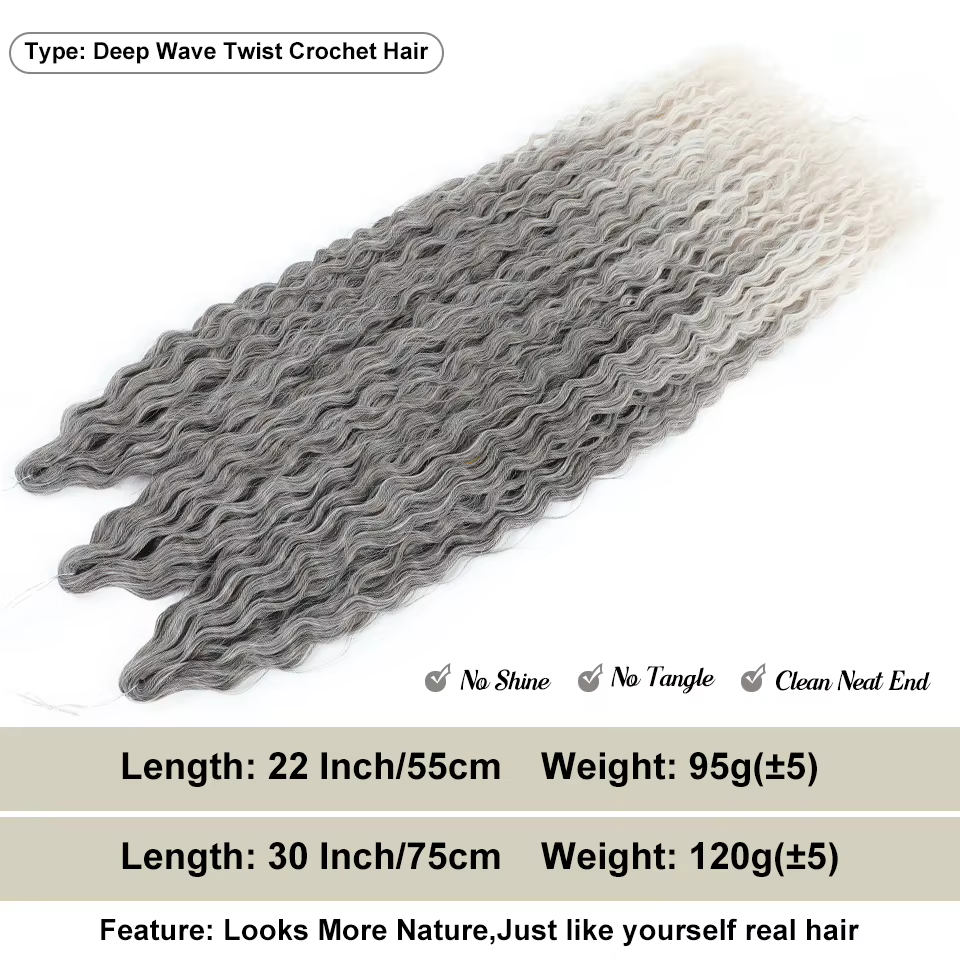 Ariel Curl tressage Extension de cheveux 22 30 pouces vague d'eau torsion Crochet
