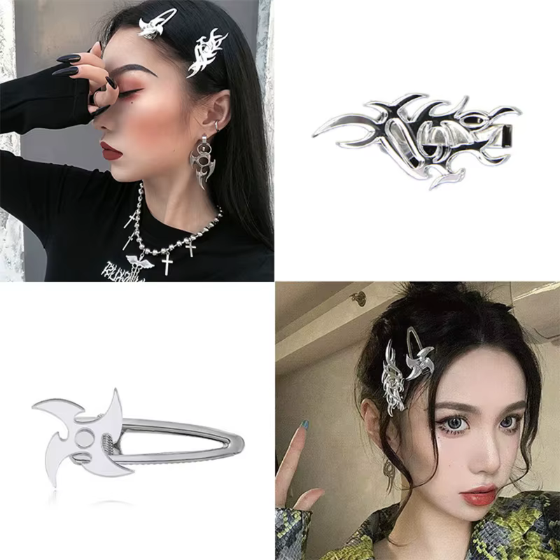 Pinces à cheveux Punk Goth en forme bec canard