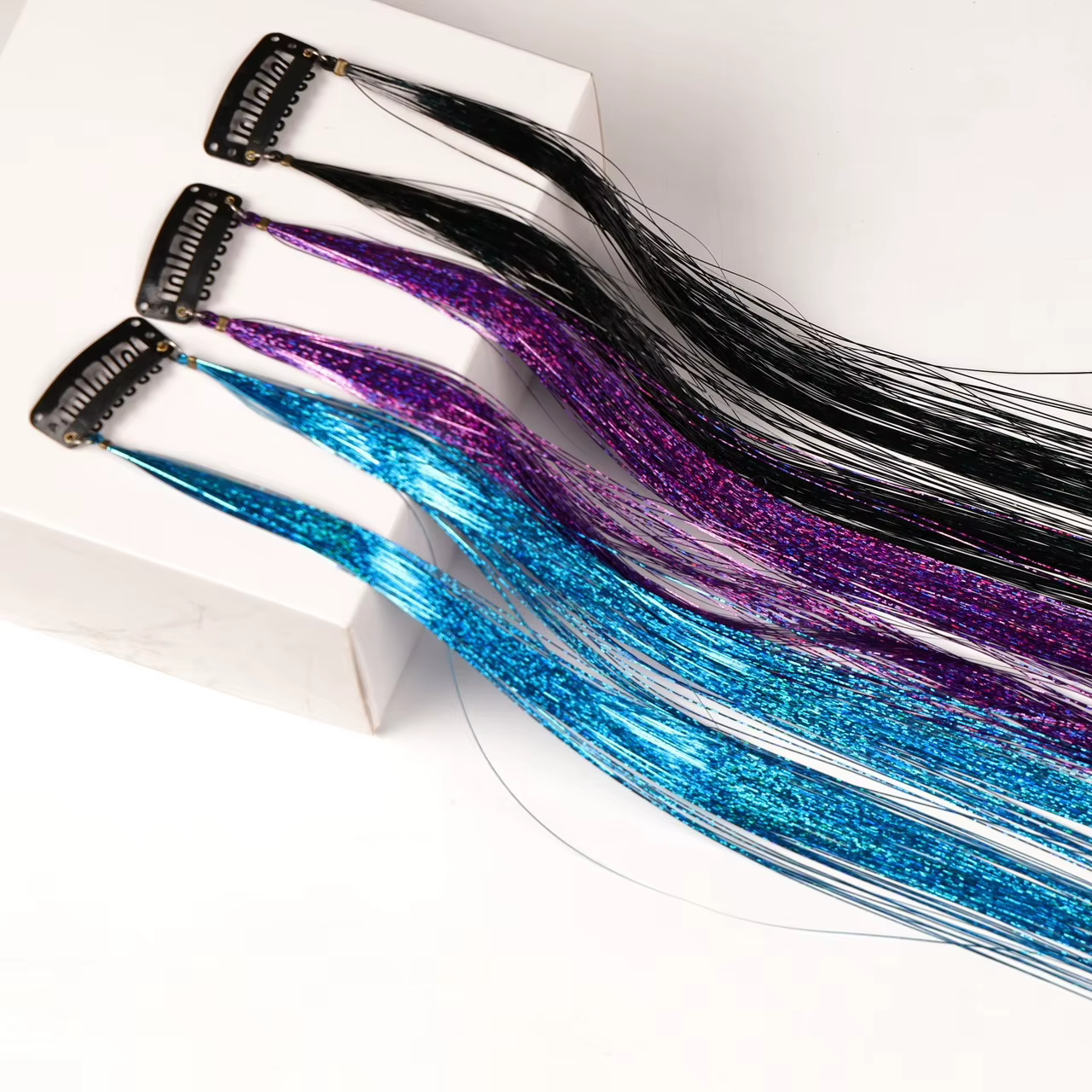 Extensions de cheveux tressées à paillettes en fibre haute température