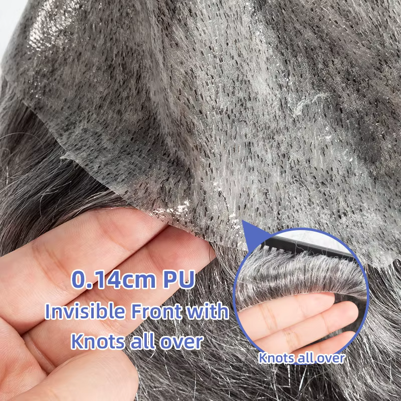 Prothèse capillaire pour homme avec nœuds