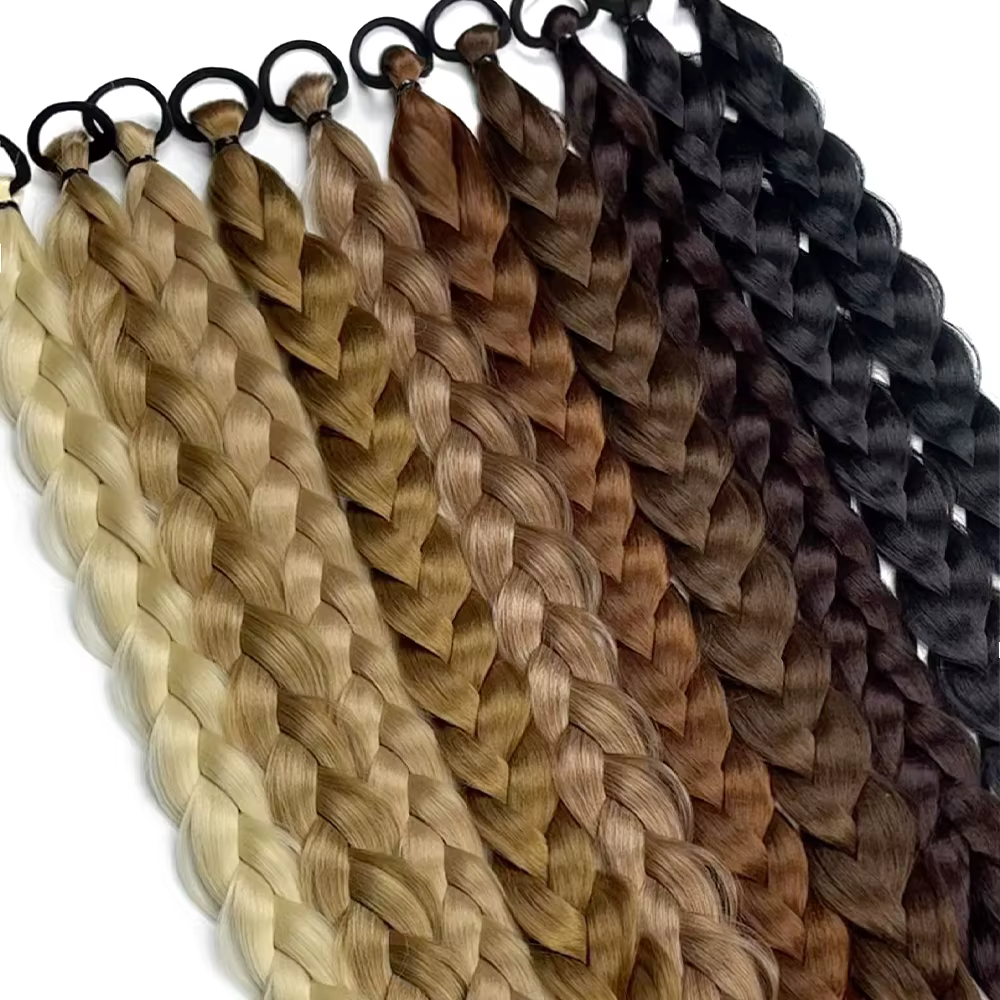 Extension de cheveux queue de cheval tressée avec élastique