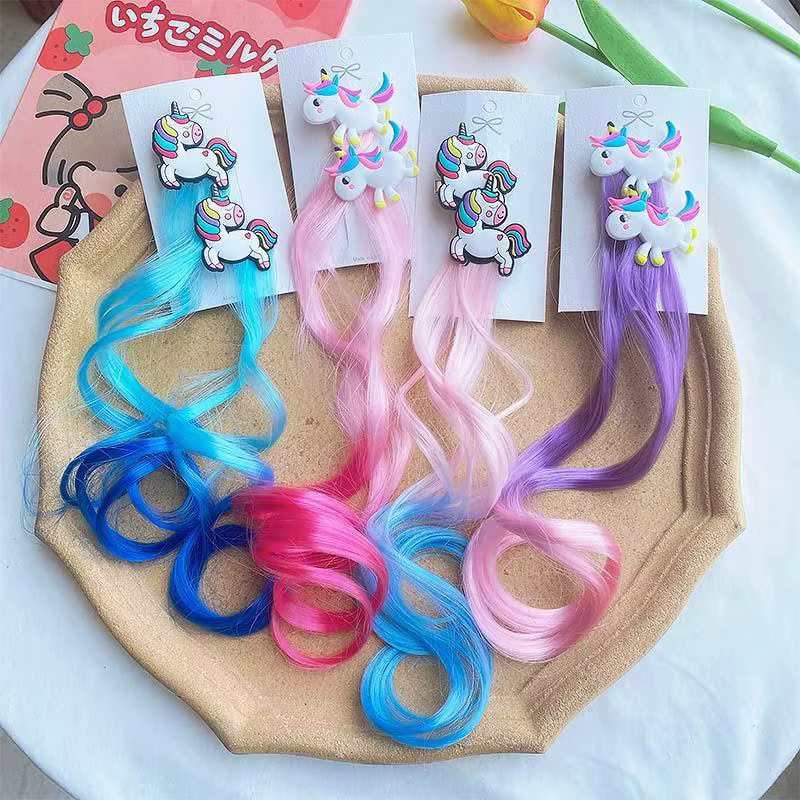 Perruques Queue de Cheval Colorée pour Fille