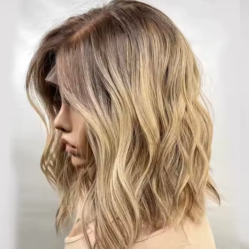 Perruque synthétique blonde européenne authentique pour femme