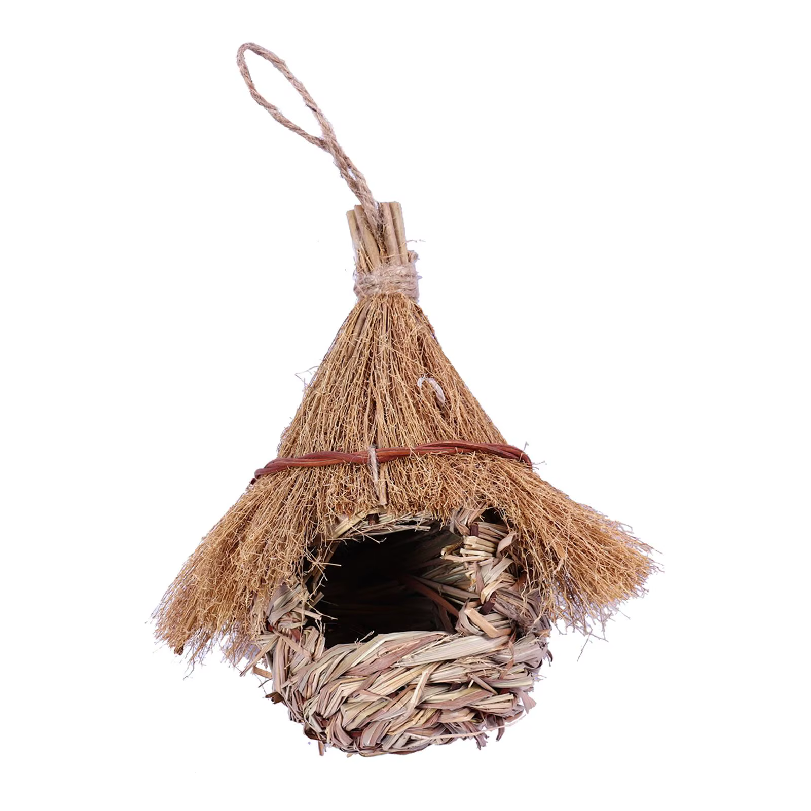 Wren Finch-Maison à oiseaux tissée à la main, cabane à oiseaux pour pelouse intérieure et extérieure