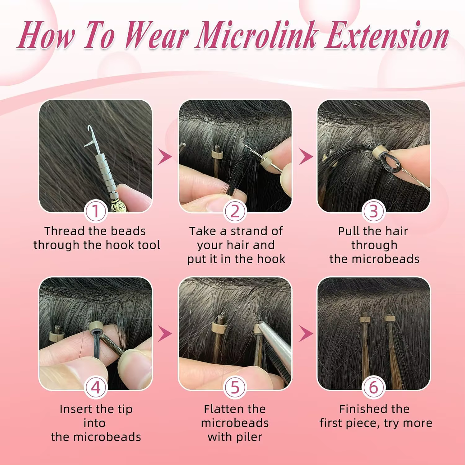 Kit d'outils pour extensions de cheveux avec pince à 3 trous