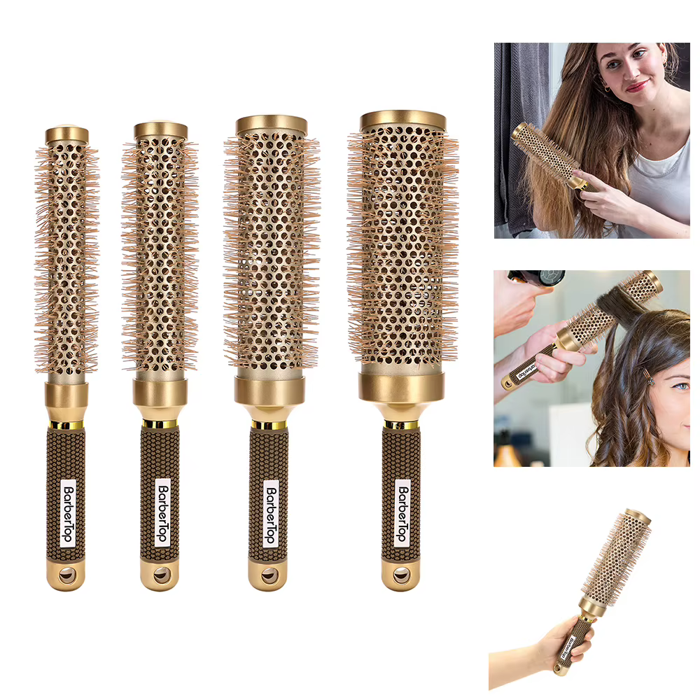 Brosse à cheveux ronde en poils de sanglier BARBERTOP