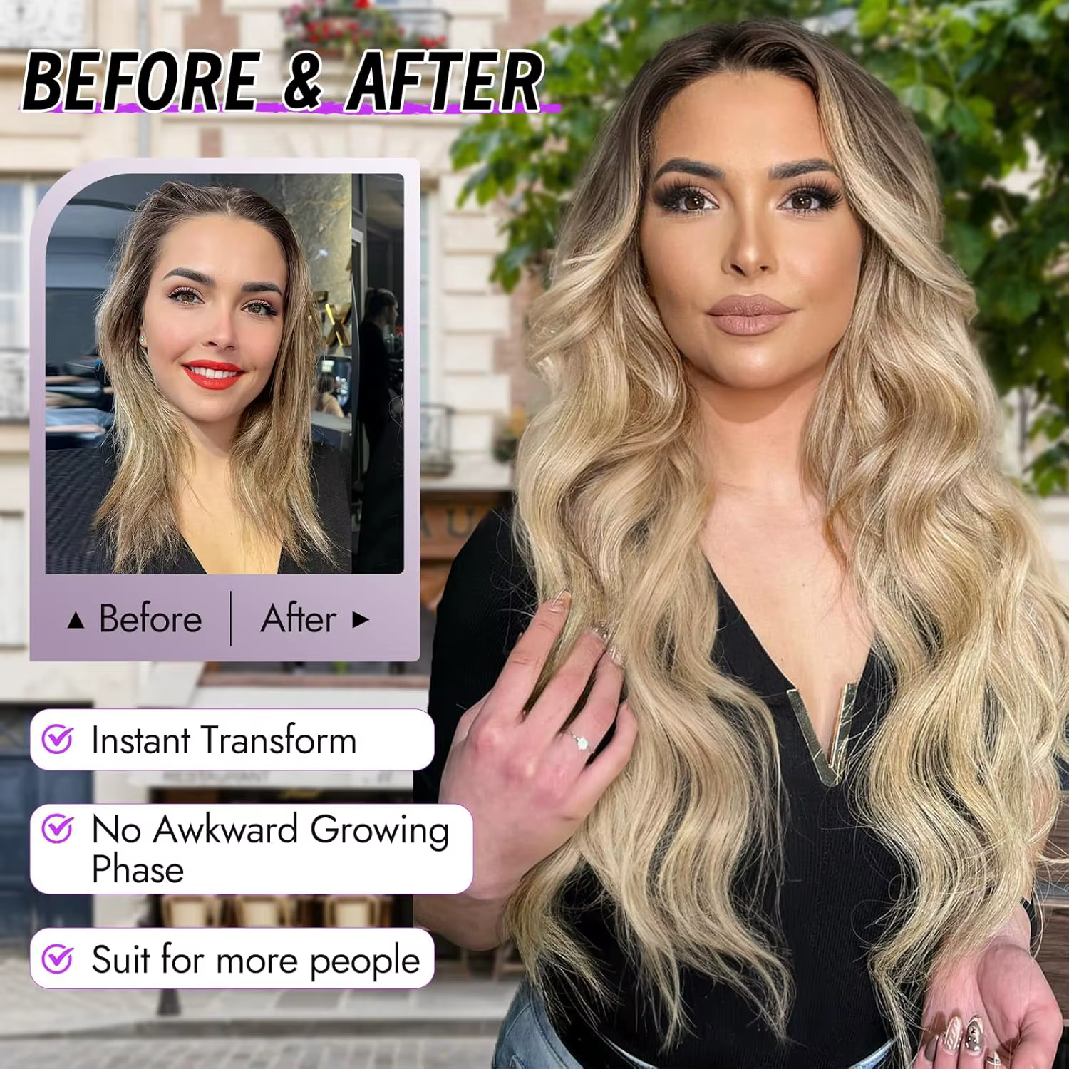 Perruque Lace Wig synthétique longue de 26 pouces