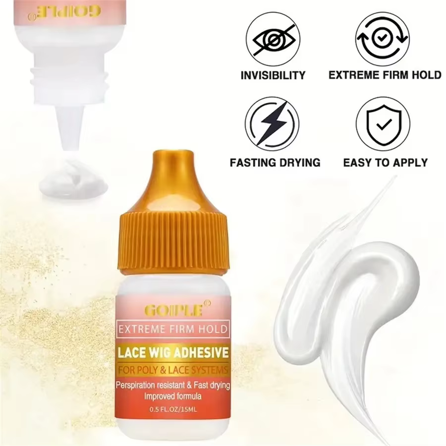 GOIPLE Colle adhésive imperméable pour perruque, spray de fixation extra forte, avec bâton de cire capillaire et gel de contrôle des bords, kit d'installation de perruque