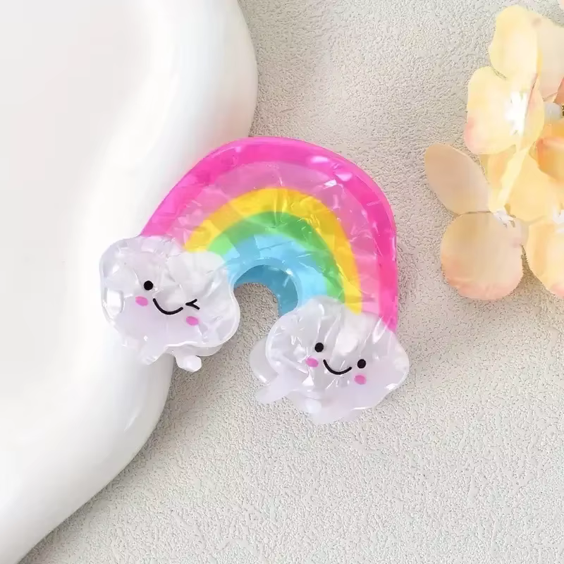 Pince à cheveux en forme d'étoiles arc-en-ciel pour femme et fille