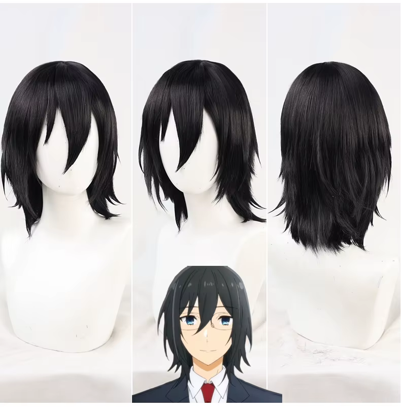 Horimiya-Perruque de Cosplay Synthétique Noire