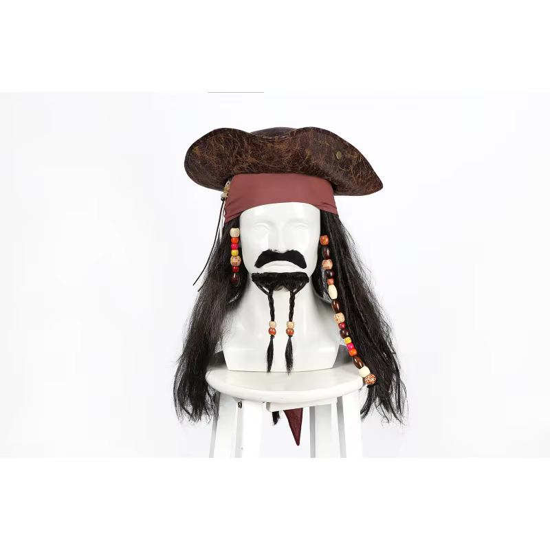 Film Pirates moineau capitaine Jack veste manteau chapeau perruques tenue complet Cosplay ensemble de costumes