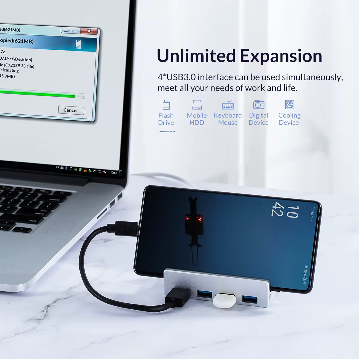 MZX Clip aluminium USB HUB 3.0 Station d'accueil 3 0 multi-hub séparateur adaptateur A C Extension concentrateur ordinateur de bureau USB Hub Dock