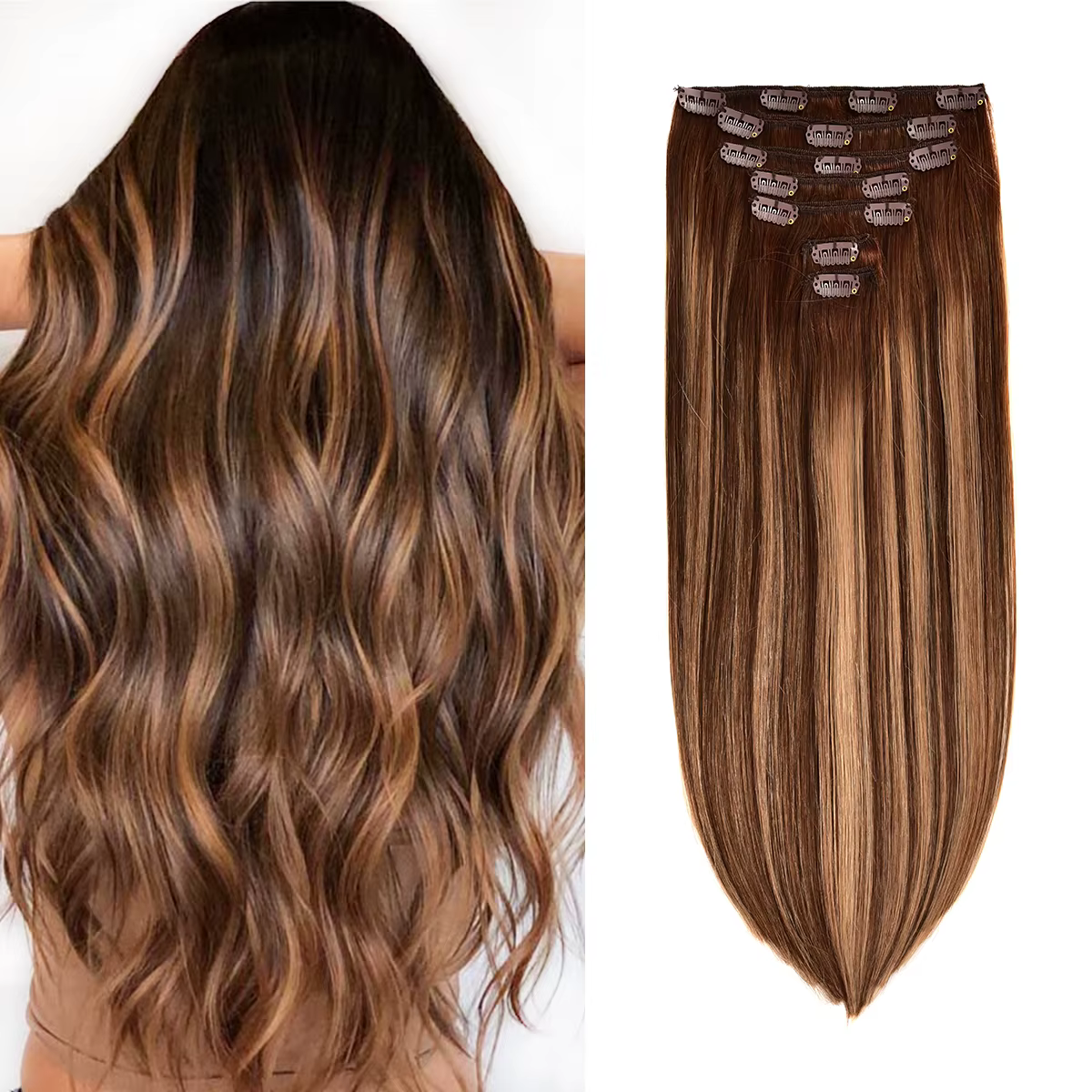 Extensions de cheveux humains à clips