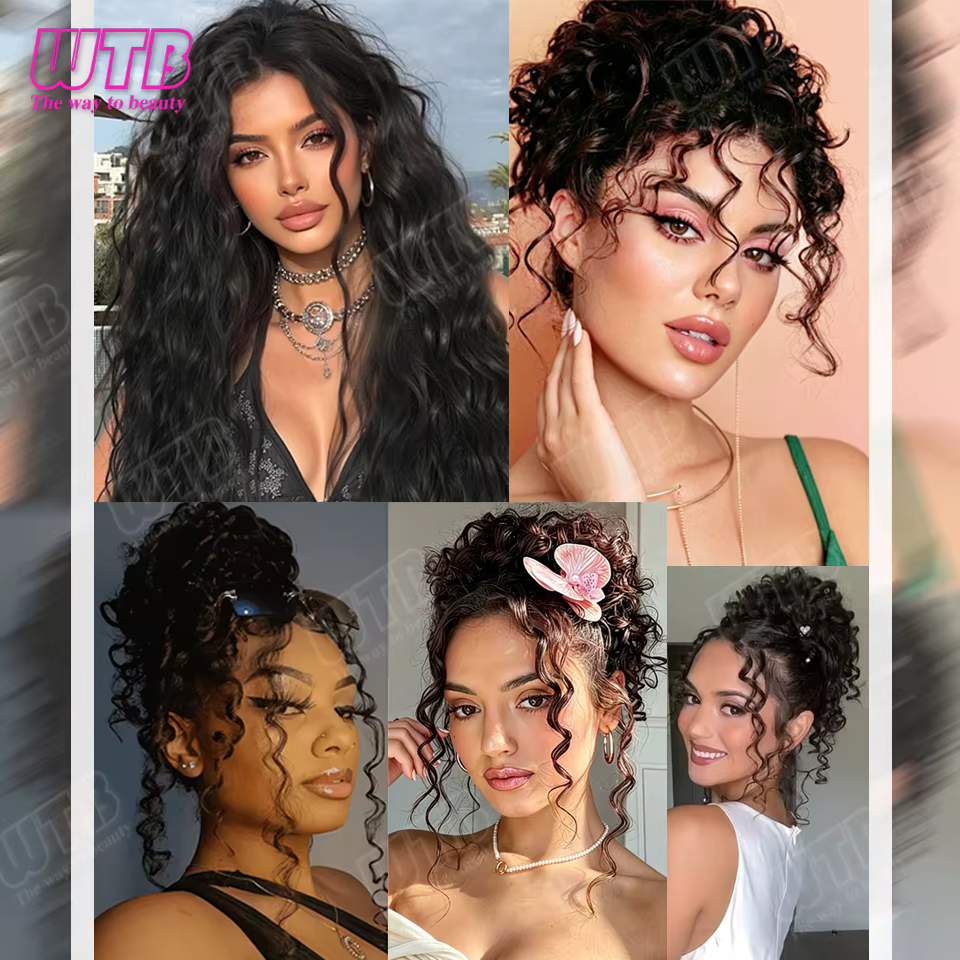 Perruque synthétique WTB à franges crochetées à la main, style clip BB, franges bouclées en laine moelleuse, adaptée au quotidien et aux occasions spéciales pour femmes