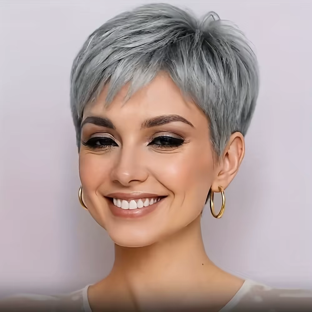 Perruque de cheveux humains coupe lutin