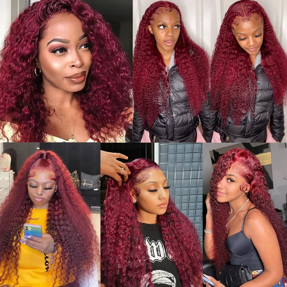 Perruque Lace Frontal Wig synthétique Deep Wave 99J
