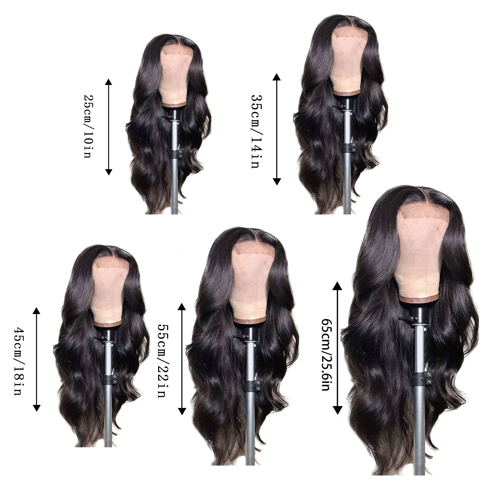 Perruque synthétique ondulée noire naturelle de qualité supérieure pour femmes