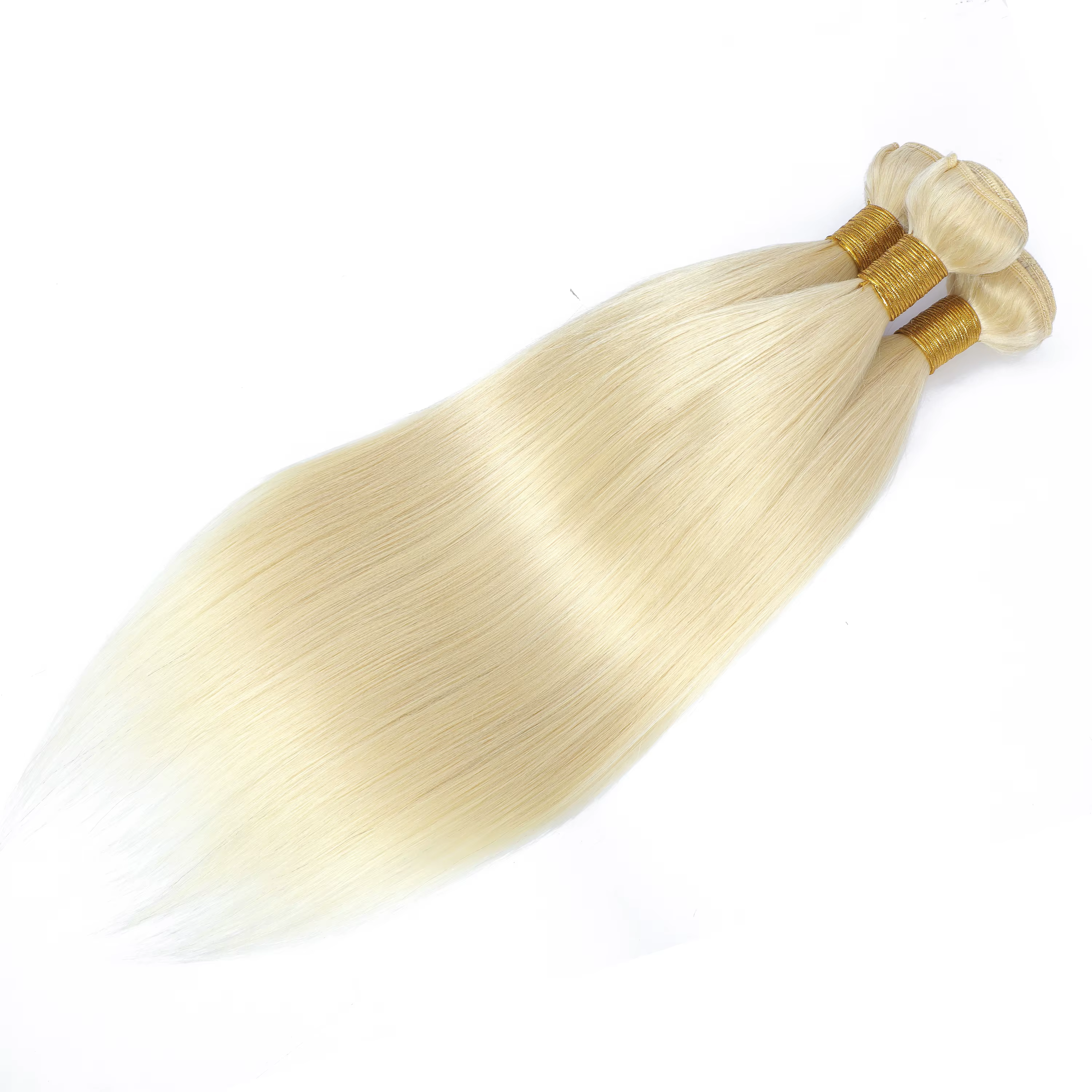 Extensions de cheveux humains vierges brésiliens blonds lisses non traités 12A 613