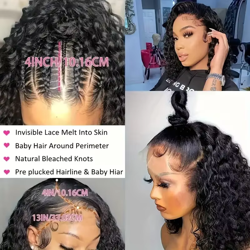 Perruque Cheveux Humains Bouclés Crépus Mongols 13x4 Lace Front 100%