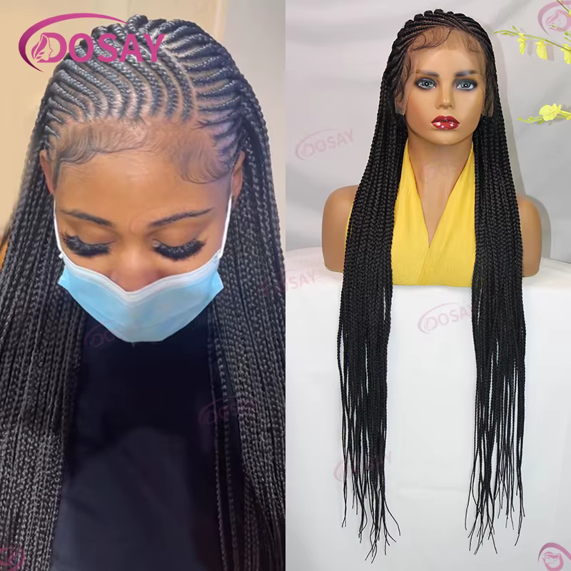 36 "Tresse Cornrow Cheveux Perruque Synthétique Tressée Perruques Pour Femmes Pleine Dentelle