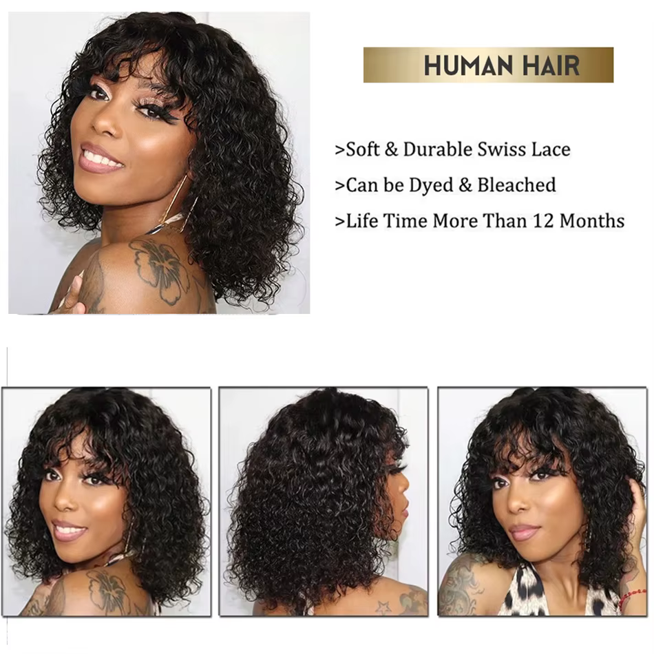 Perruques Cheveux Humains Bouclés pour Femmes