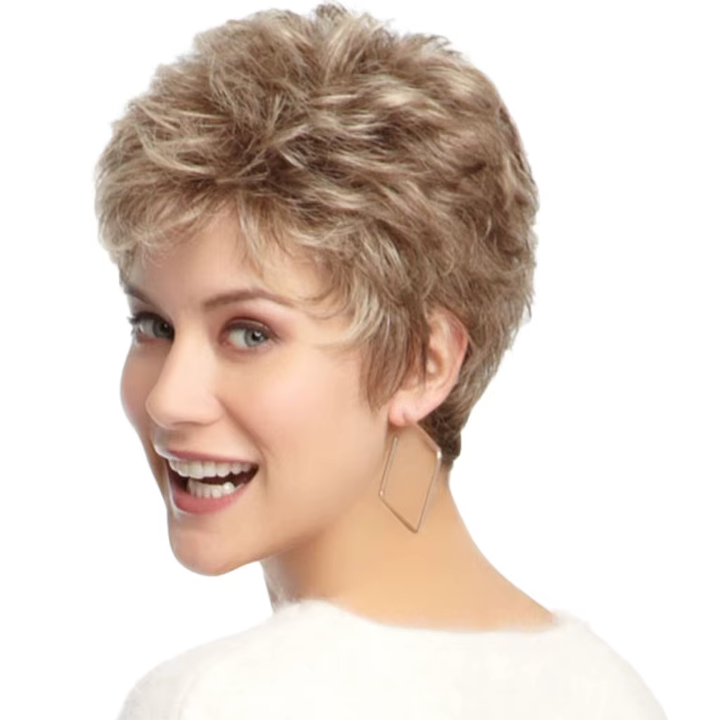 Perruque Afro synthétique courte dorée pour femme