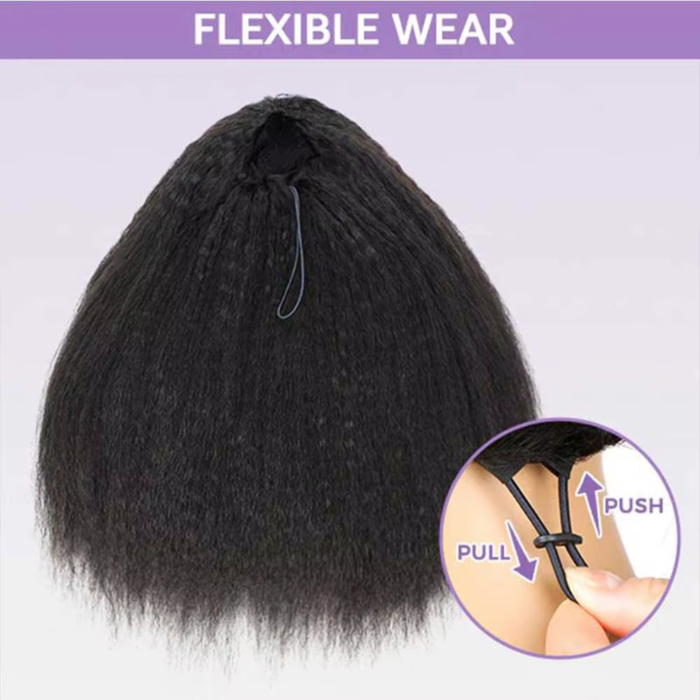 Demi-perruque droite crépue cheveux humains sans colle perruque