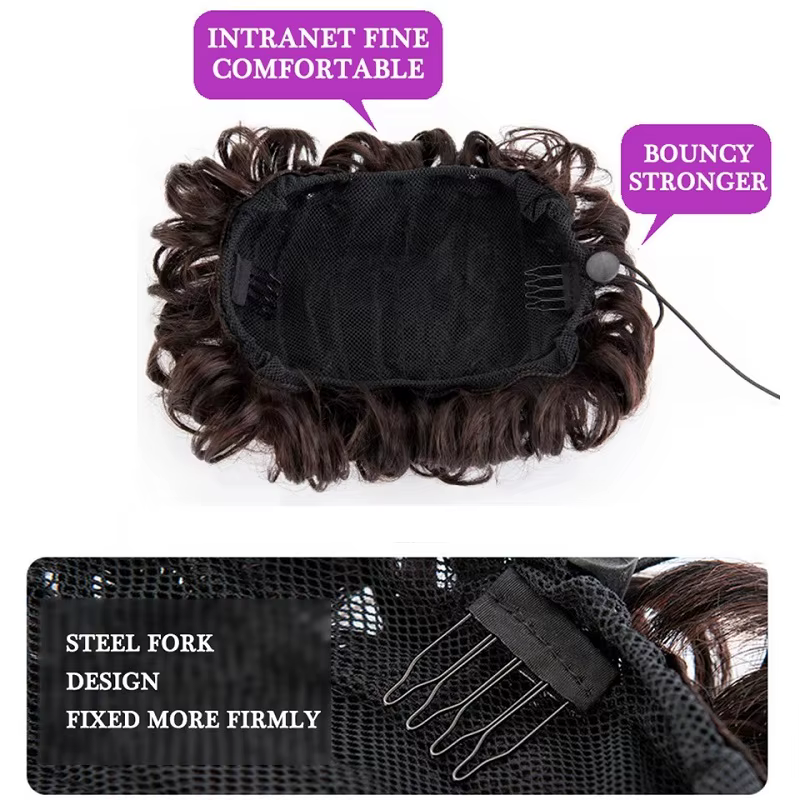 Chignon Synthétique Bouclé avec Bande de Caoutchouc artificiel astique