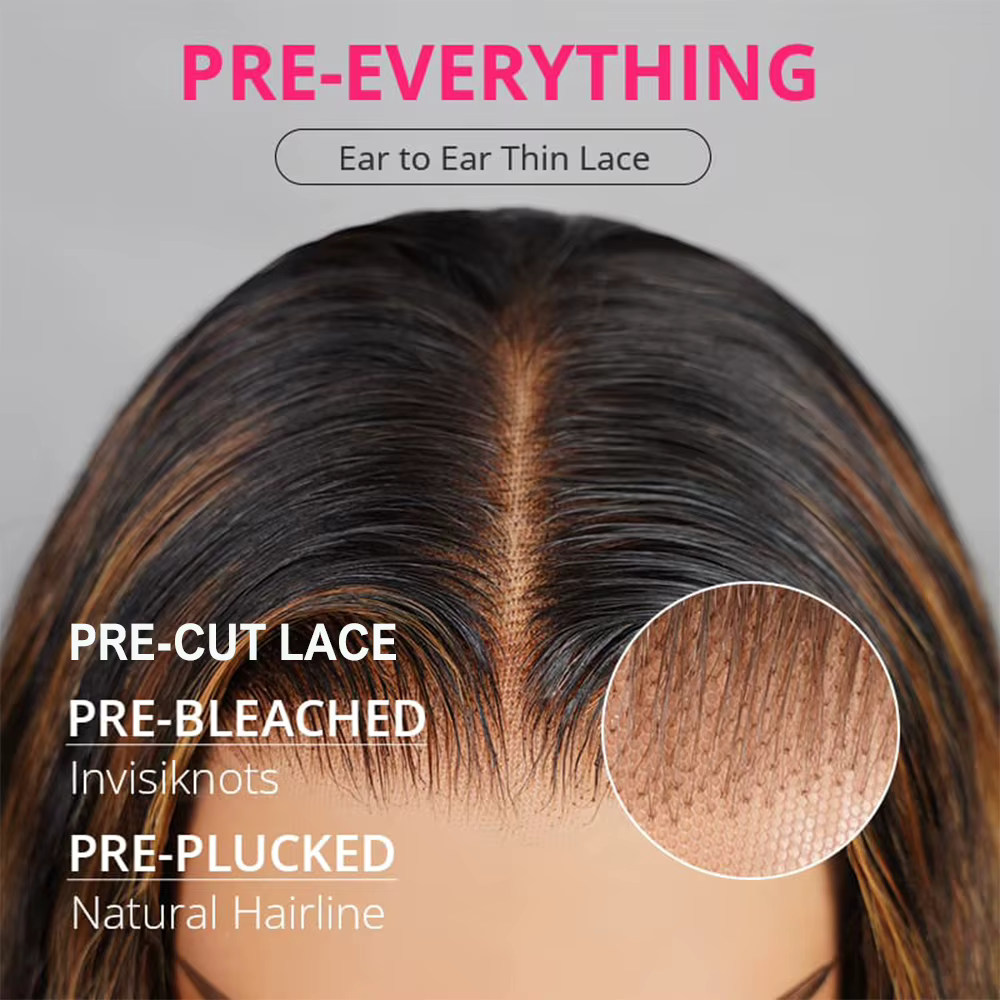 Perruque P1B/30 Highlight Body Wave en cheveux humains