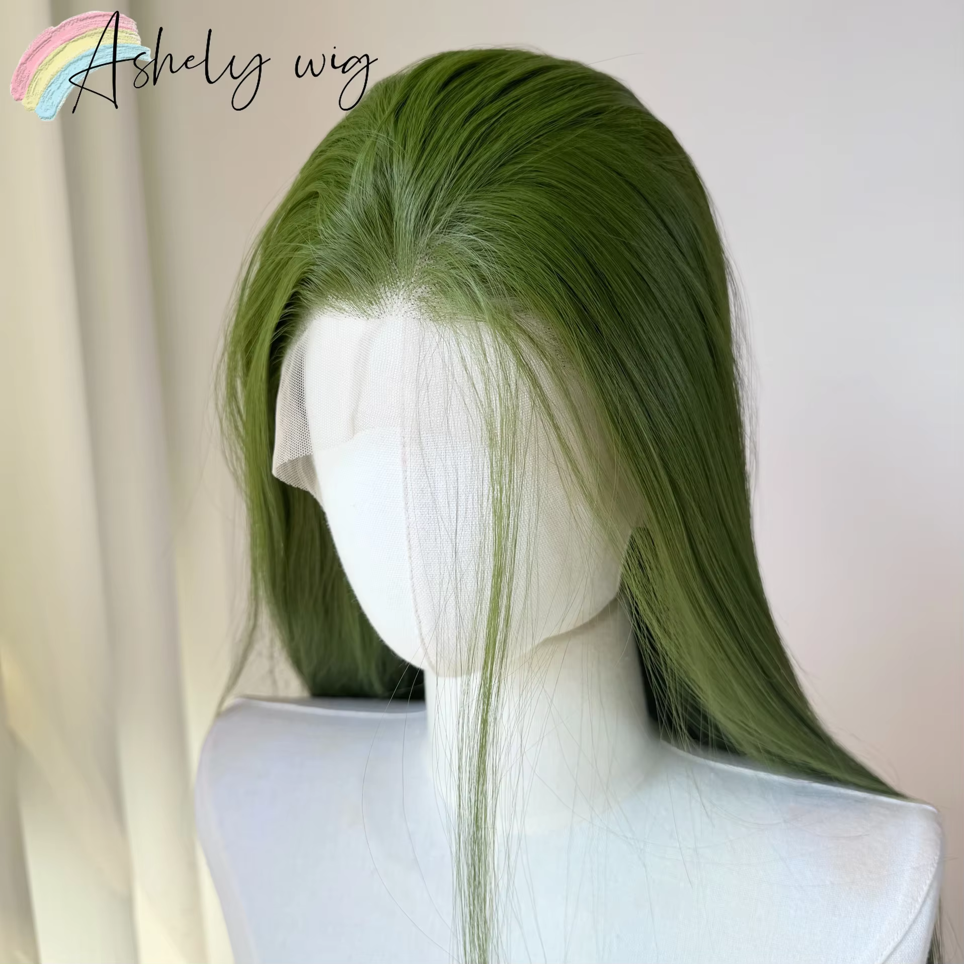 Perruque Lace Front Wig synthétique vert clair pour femmes