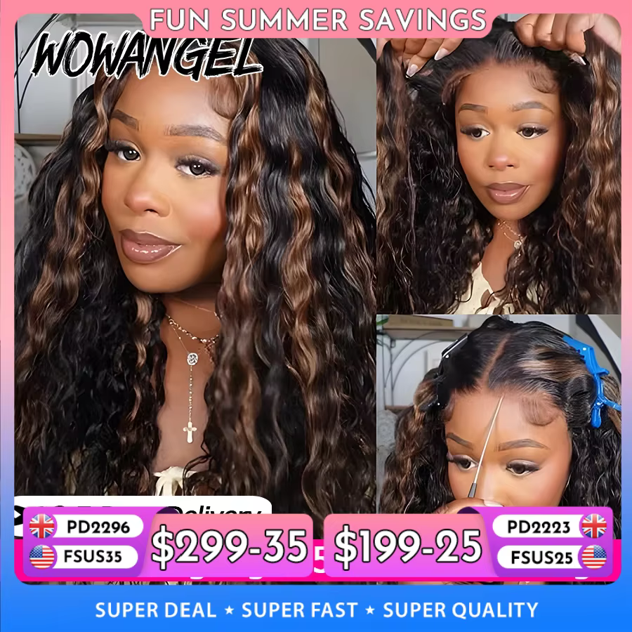 WOWANGEL Perruque sans colle prête à porter