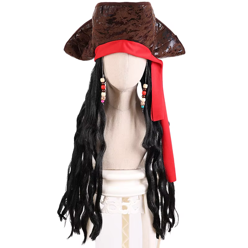 Perruque de chapeau de Pirate des caraïbes pour hommes adultes