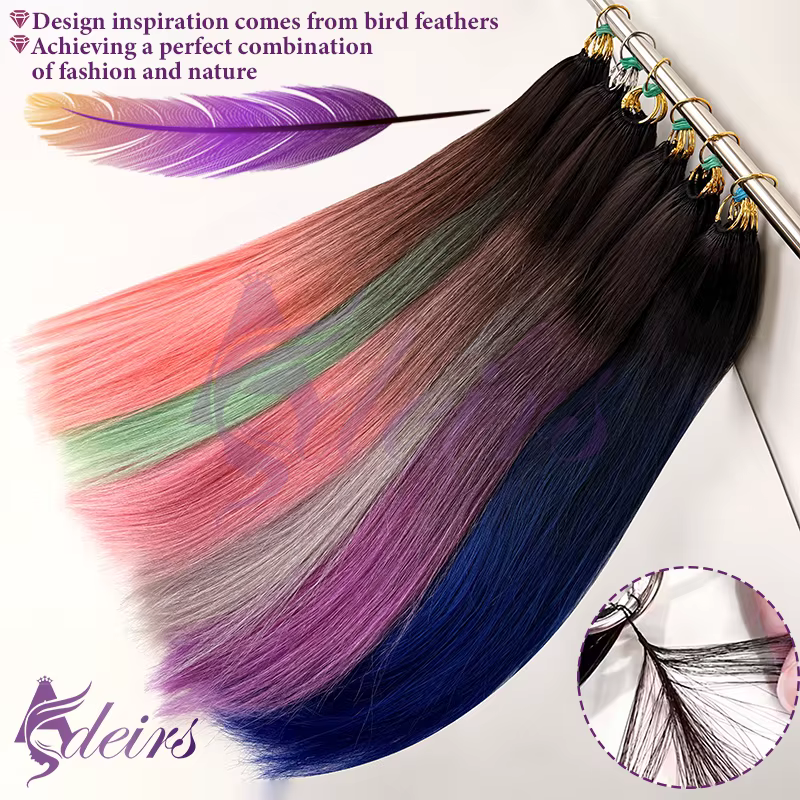 ADEIRS plume extensions de cheveux droite 100% réel humain Microring
