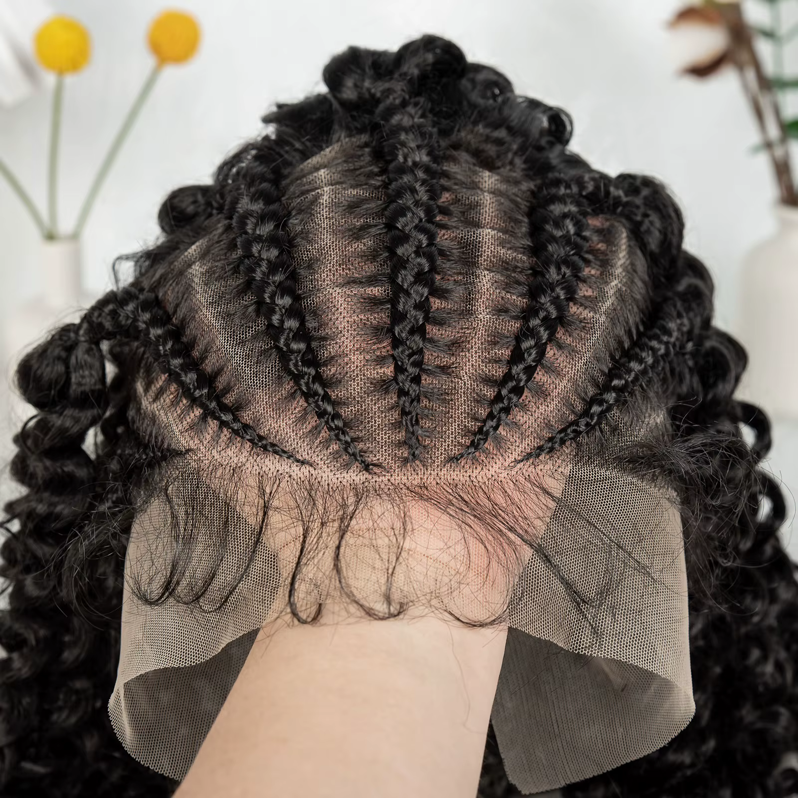 KIMA nouveau Style perruque tressée avec vague d'eau 13x6 dentelle Cornrow