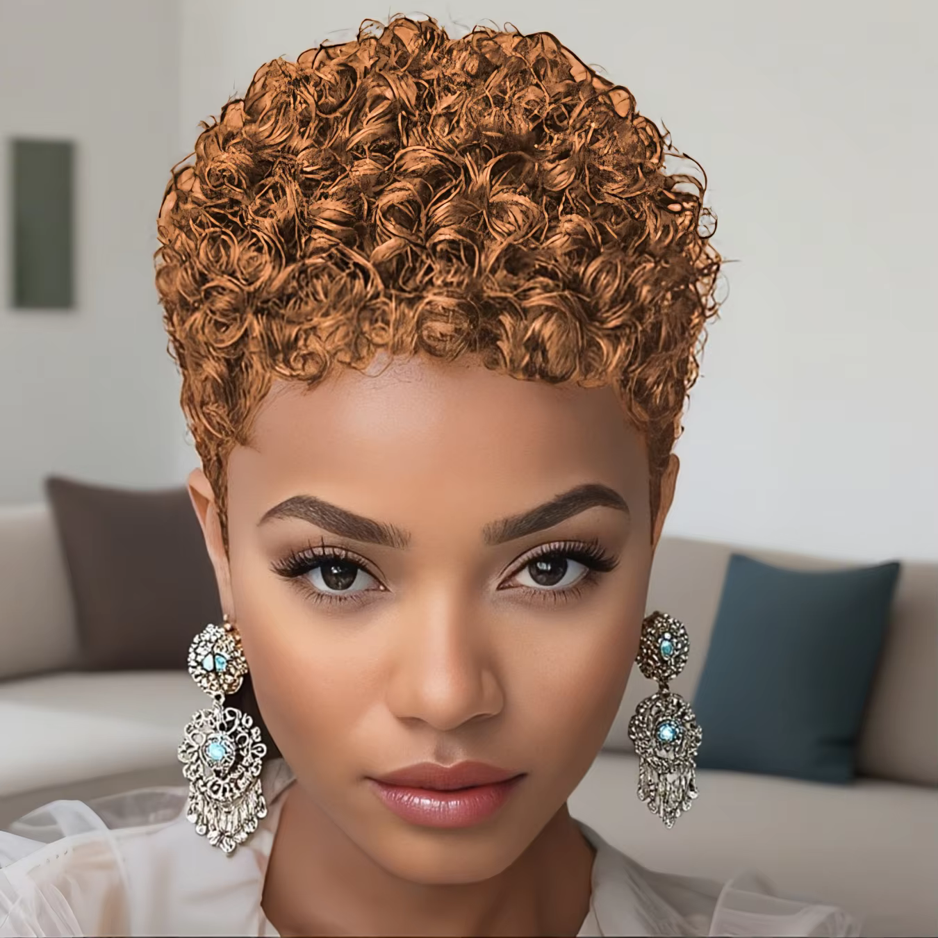 Perruques Afro courtes crépues bouclées perruque de cheveux humains coupe lutin Wi
