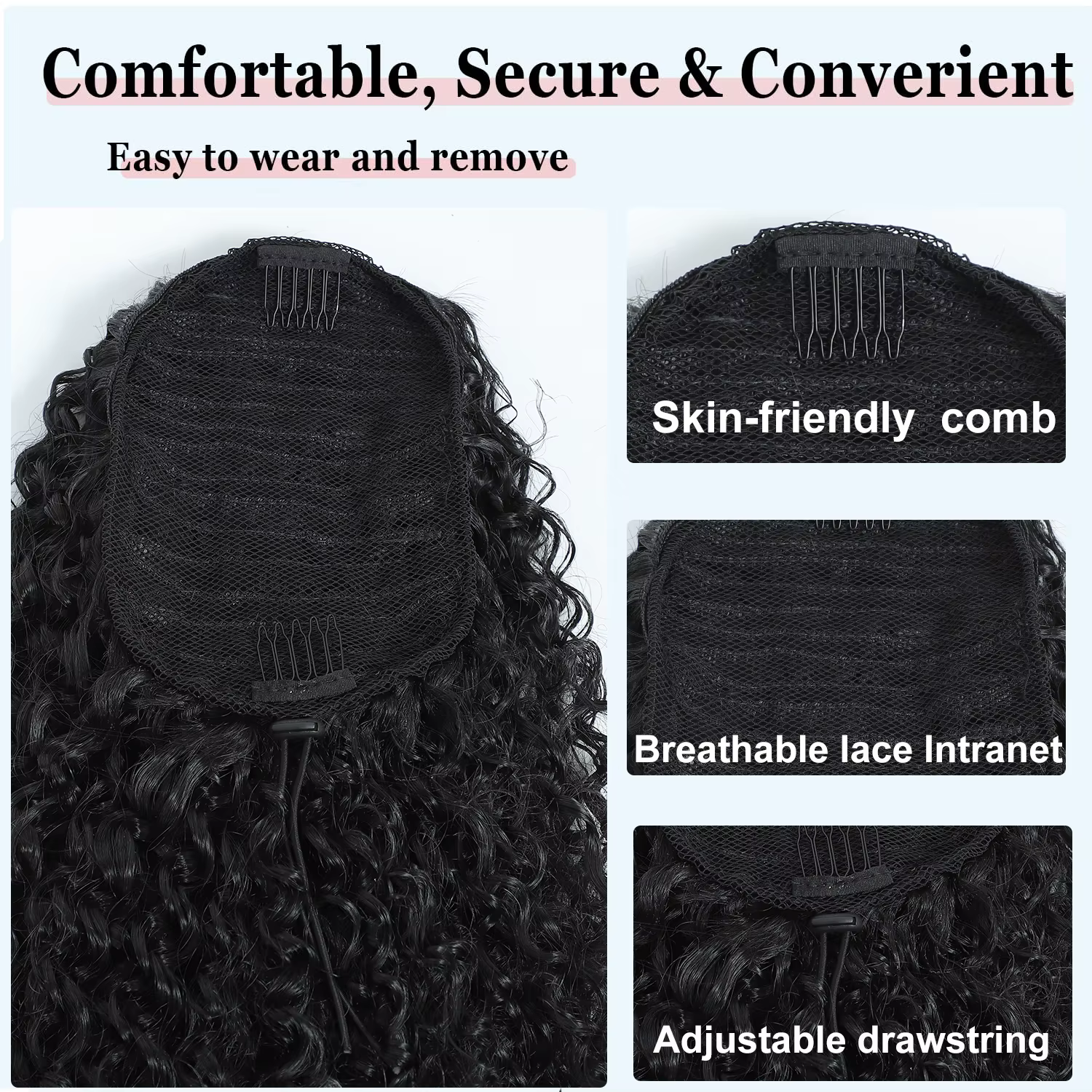 Longue queue de cheval de cheveux bouclés moelleux pour les femmes Extensions