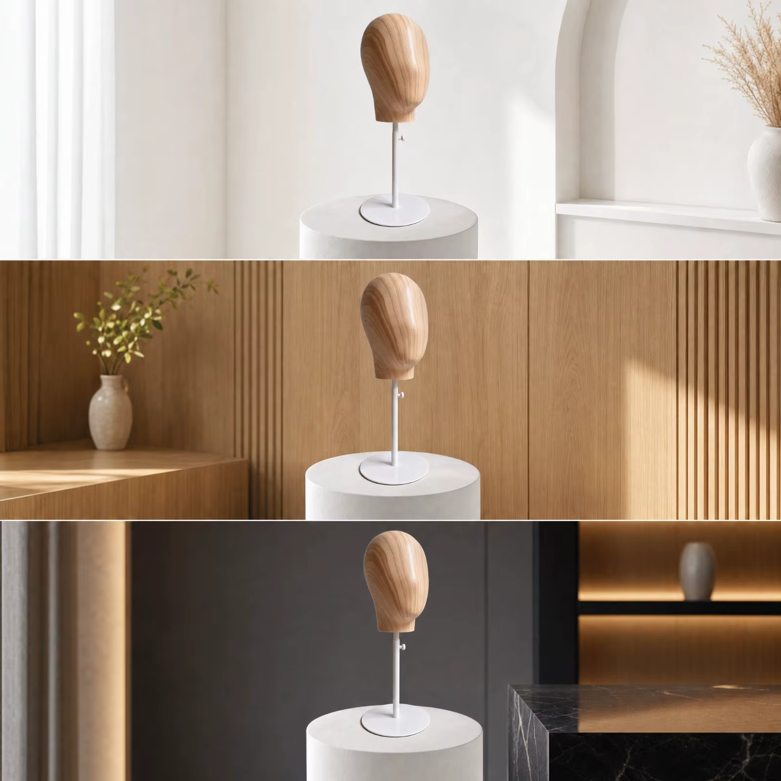 Tête de mannequin avec support stable