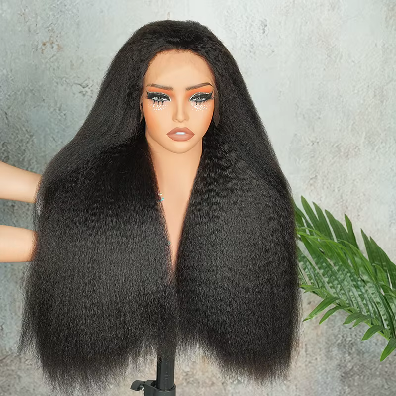 Perruque Lace HD 13x4 Double Drawn Kinky Straight en Cheveux Humains Vierges Bruts