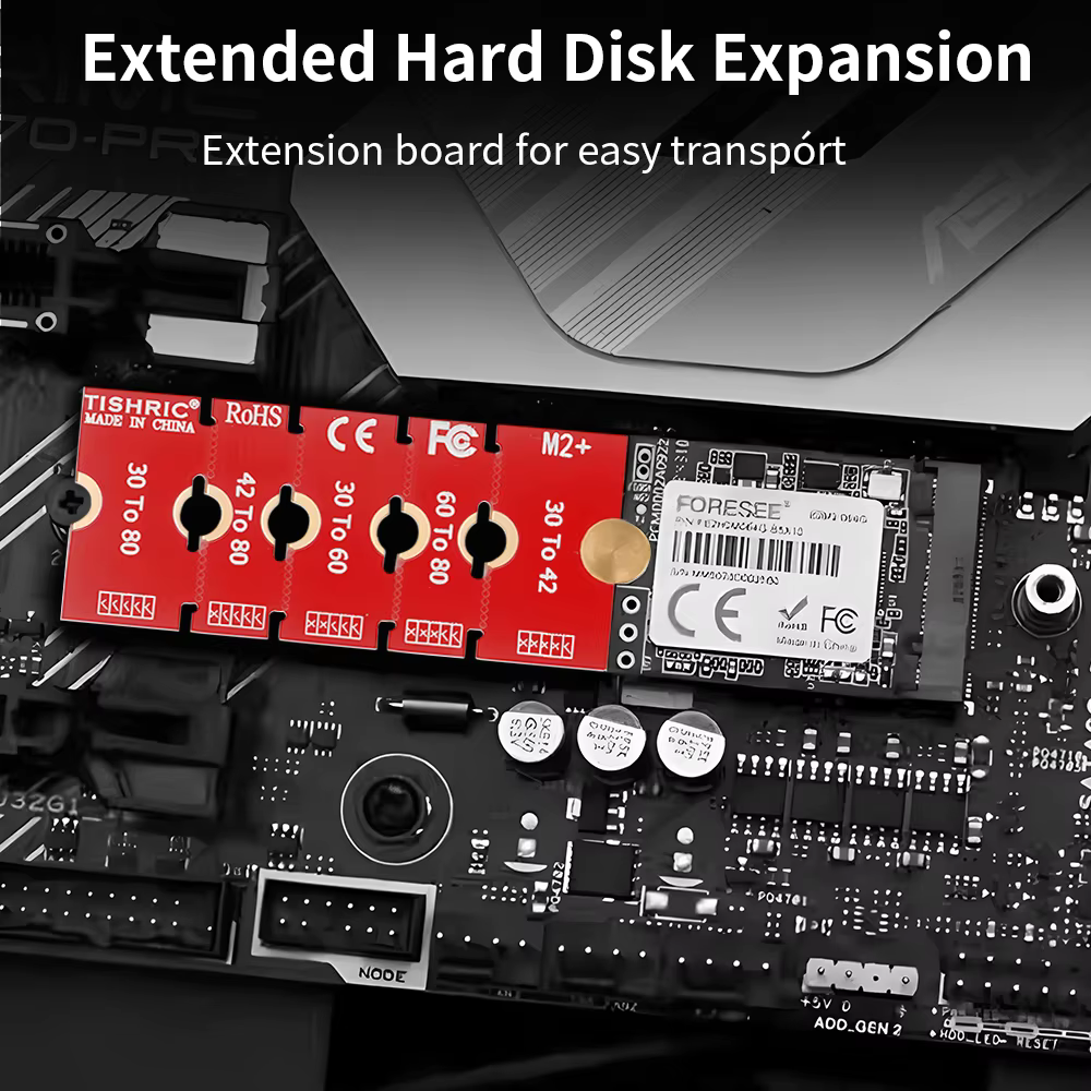 TISHRIC M.2 adaptateur d'extension SSD M2 disque SSD 2230 2242 2260 à 2280 support d'extension carte Riser transfert convertir