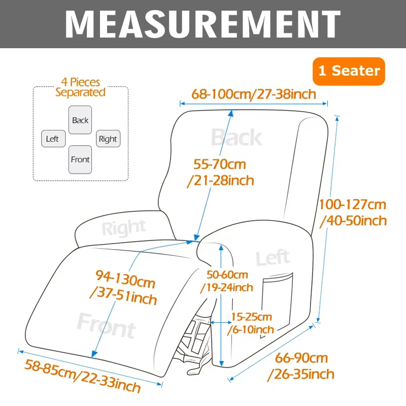 Housses de chaise inclinable extensibles 4 pièces