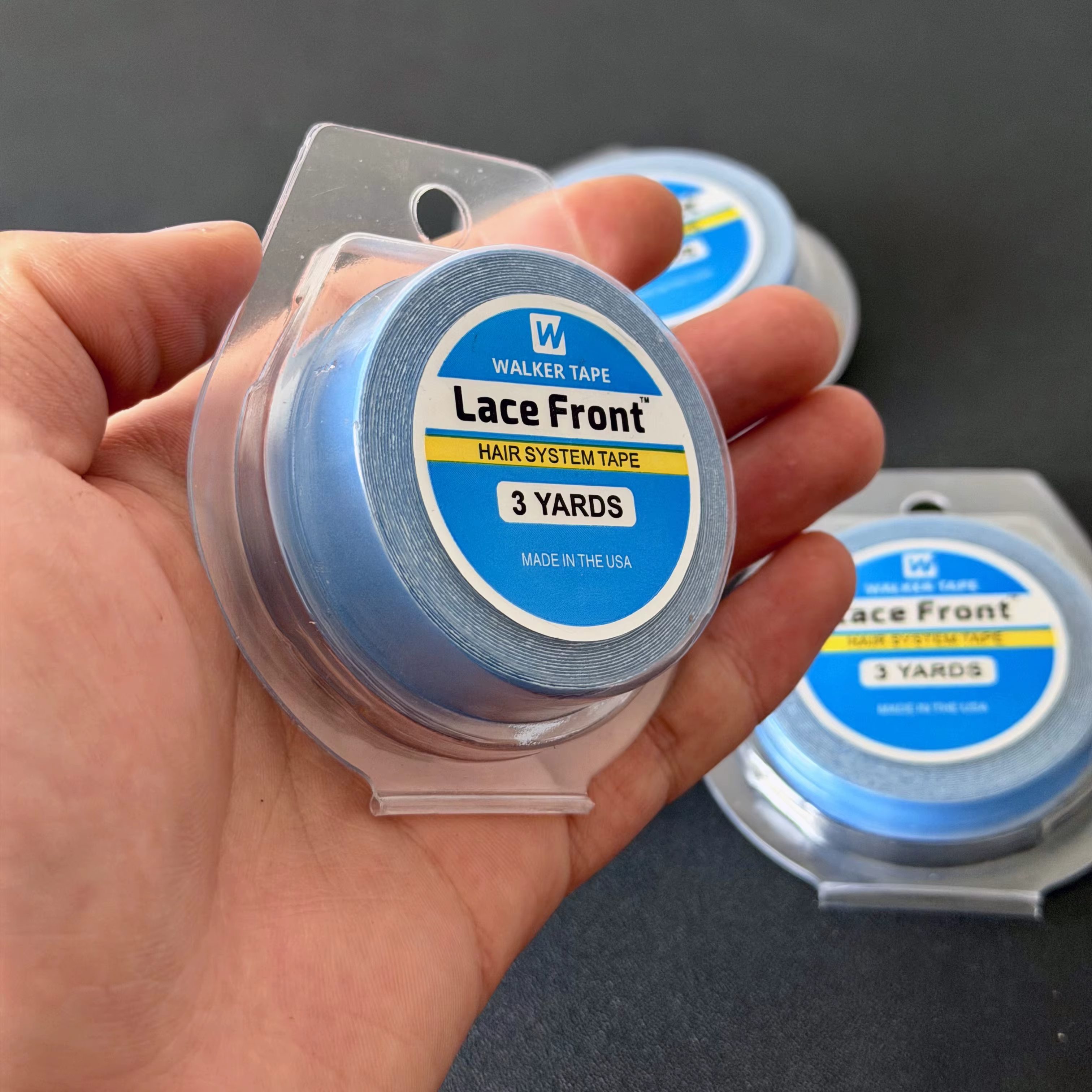 1/2/5 Rouleaux de ruban adhésif double face bleu super résistant pour extensions de cheveux/perruques en dentelle/toupets, 0,8/1 cm x 3 yards