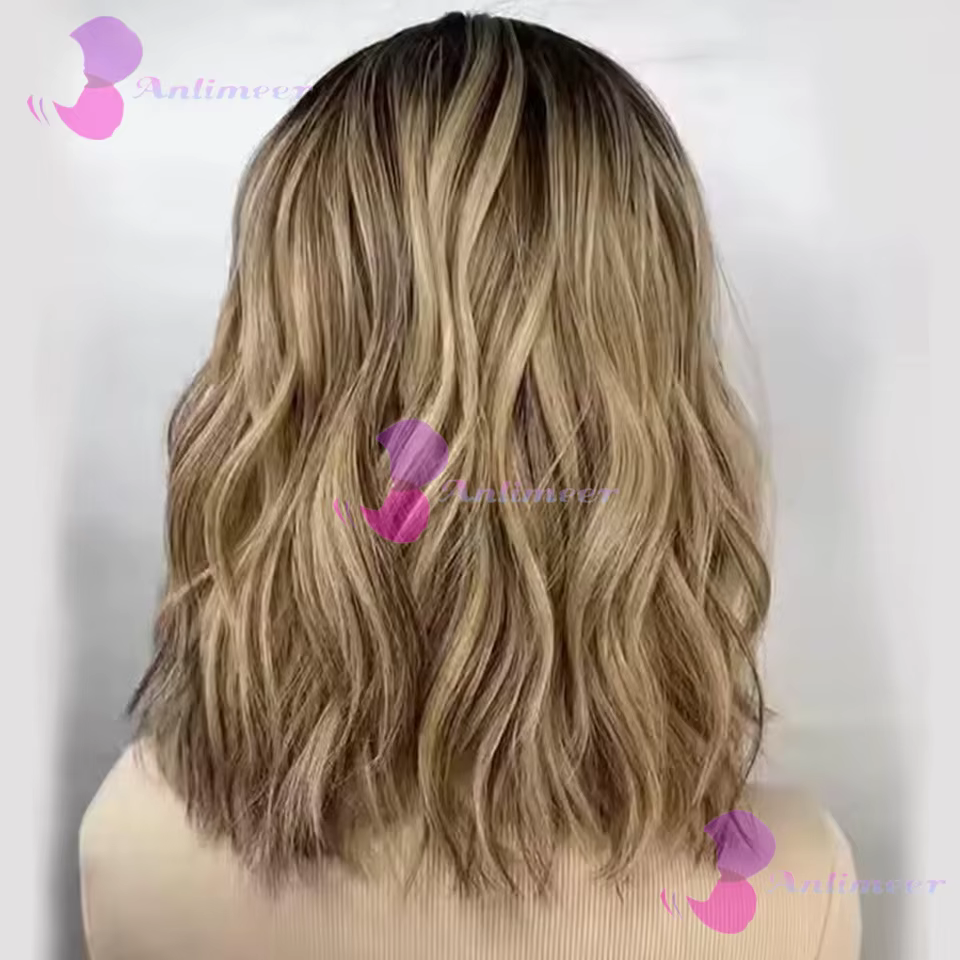 Perruques Courtes Bob Ondulées Naturelles en Cheveux Humains