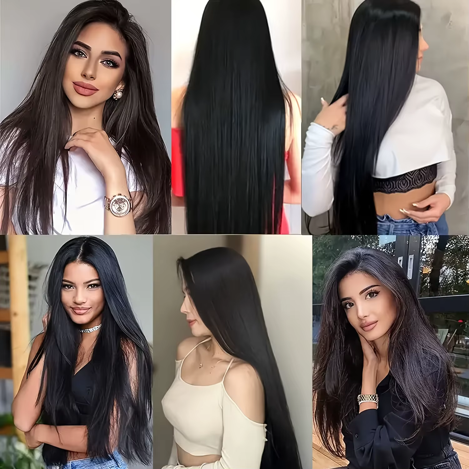 Extensions synthétiques noires naturelles à clips